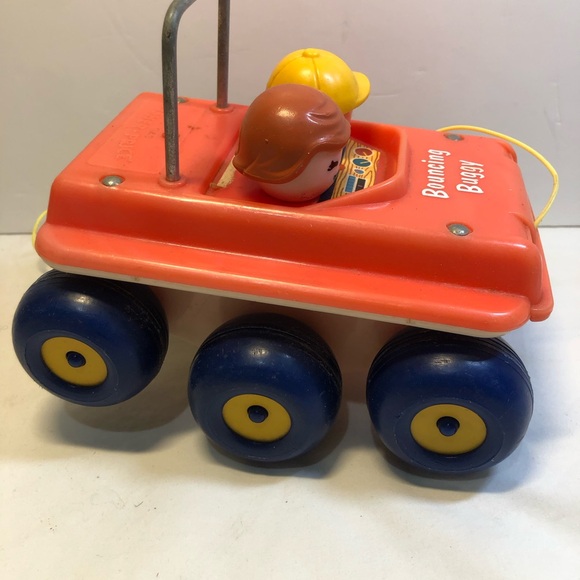 Fisher Price Bouncing Buggy 1973 Vintage Red White #122 Pull Toy Kids Made in US - Picture 8 of 12